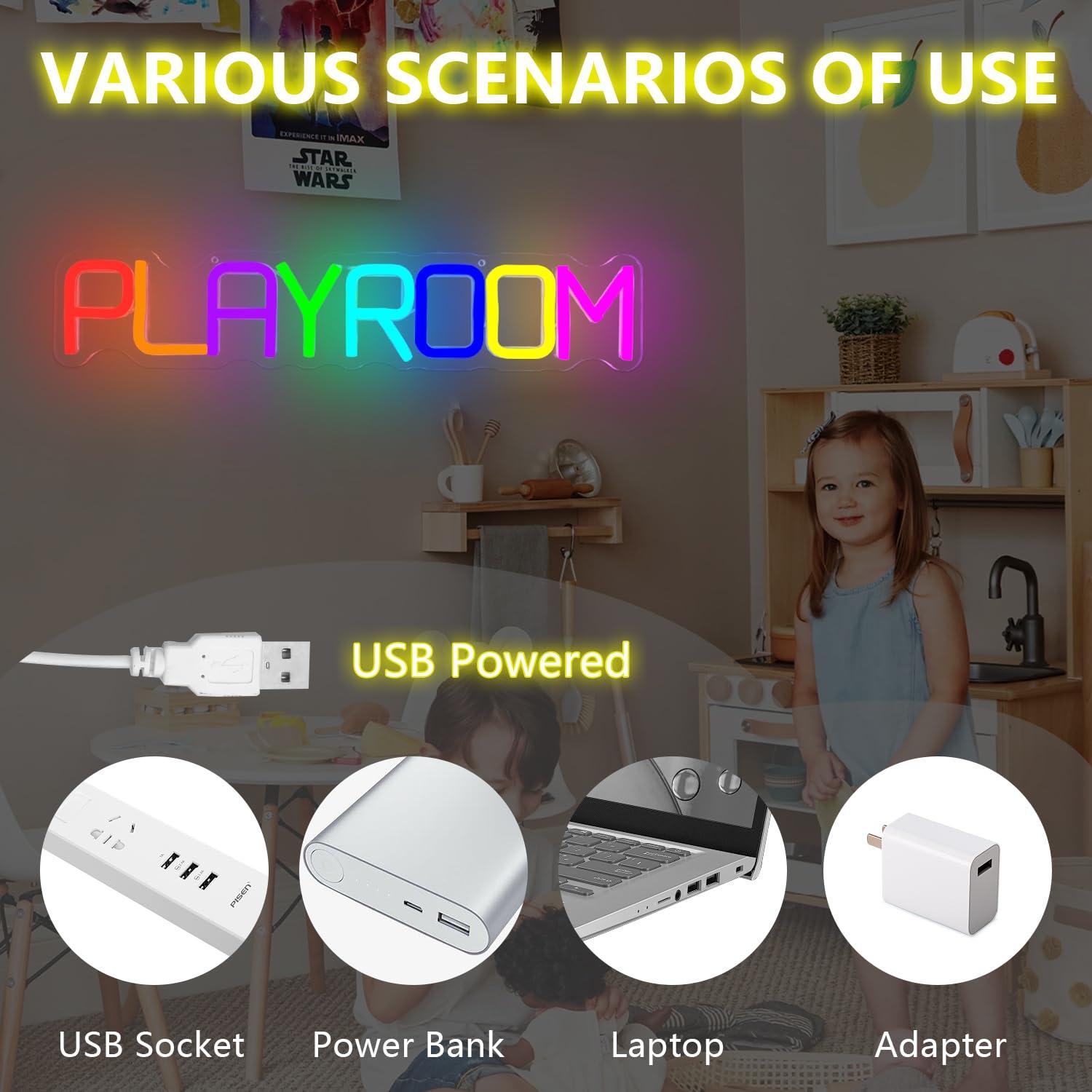 Playroom Neon Sign USB Dimmabl - Kids Play Zone Toys 评论和价格