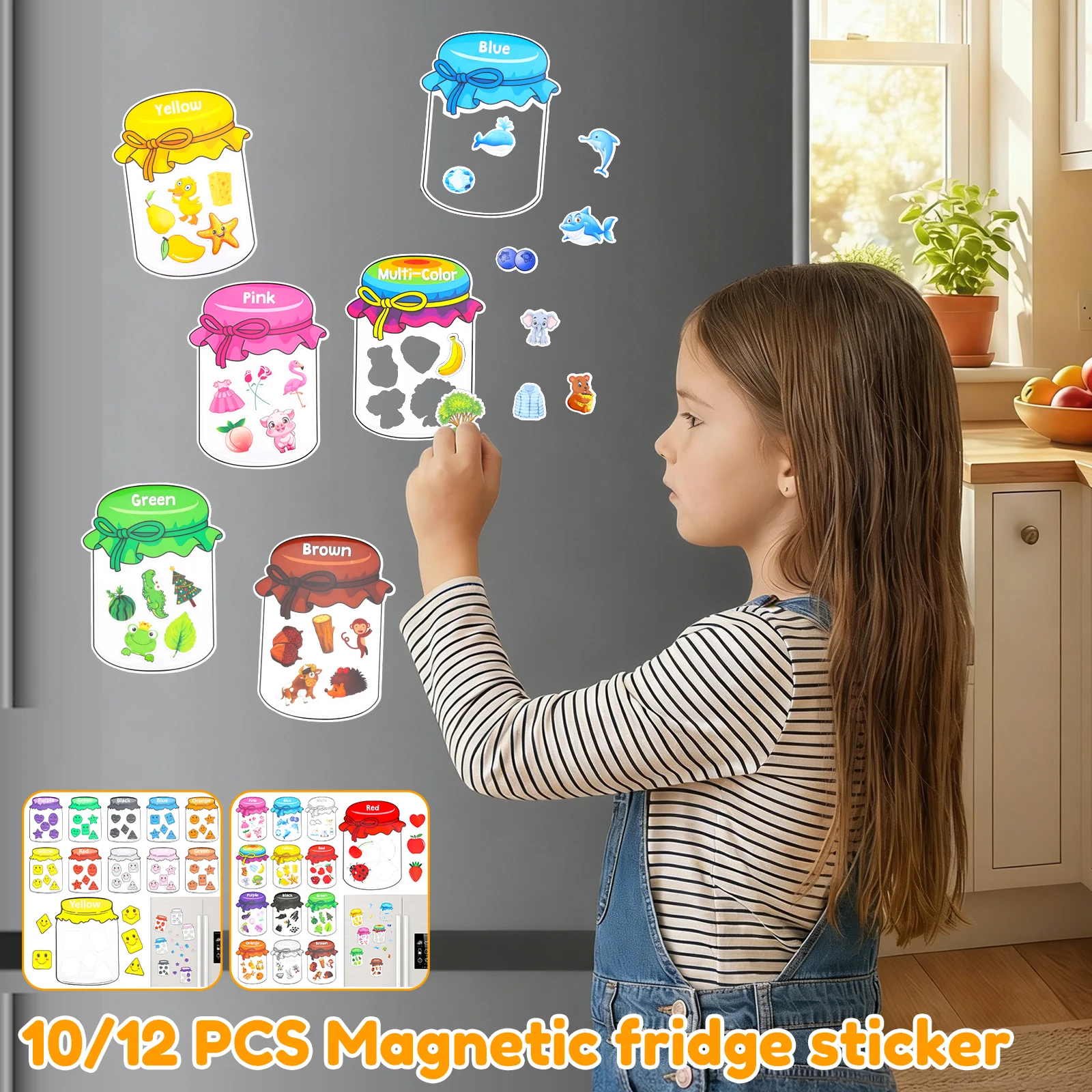 12/10Pcs Color Sorting Fridge  - Kids Toys 2 Year Old 评论和价格