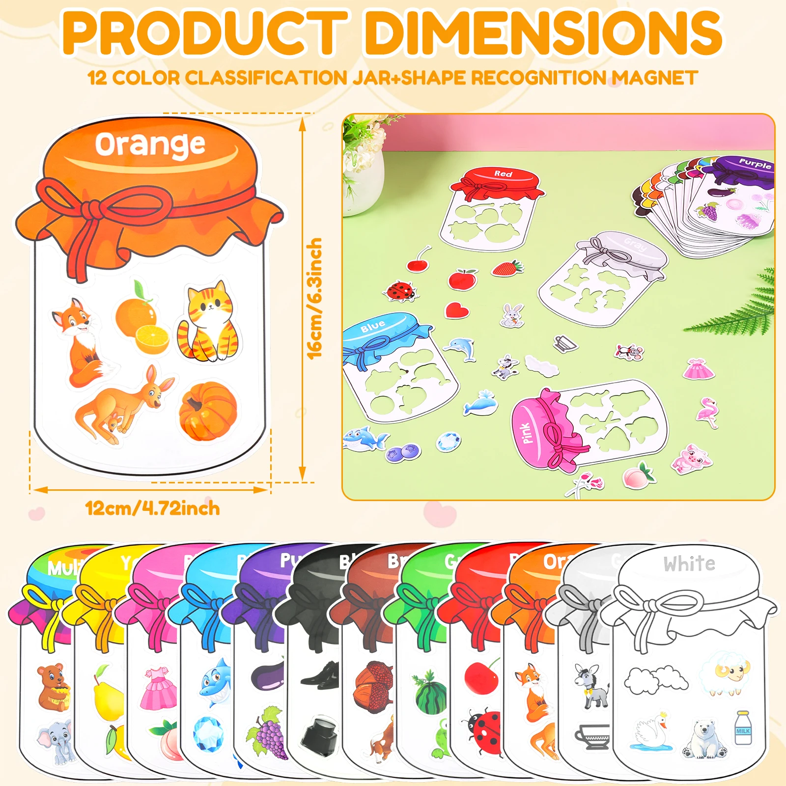12/10Pcs Color Sorting Fridge  - Kids Toys 2 Year Old 评论和价格
