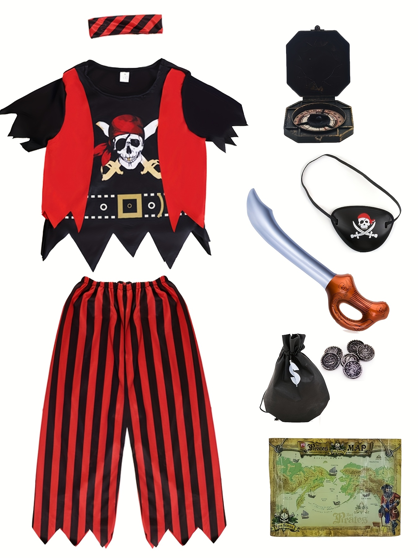Kids Pirate Costume Set Hallow - Kids Toys Set 评论和价格